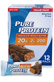 Pure Protein Bars, High Protein, Nutritious Snacks to Support Energy, Low Sugar, Gluten Free, Chocolate Peanut Butter, 1.76oz, 12 Count (Pack of 1)